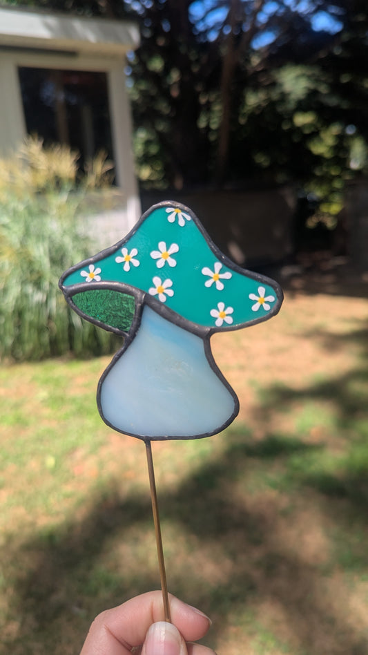 Blue Shroomie Plant Stake