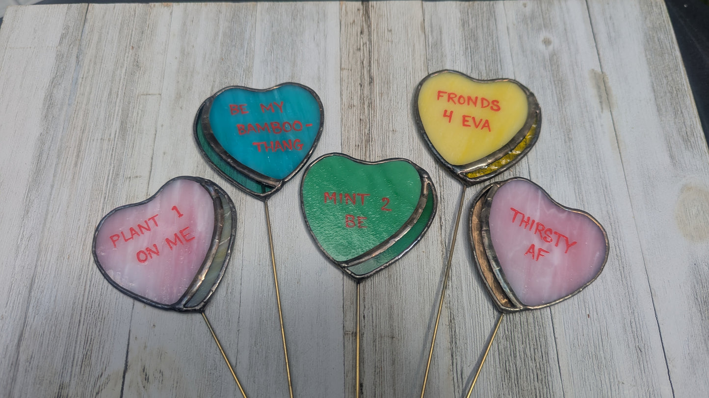 Conversation Heart Plant Stakes
