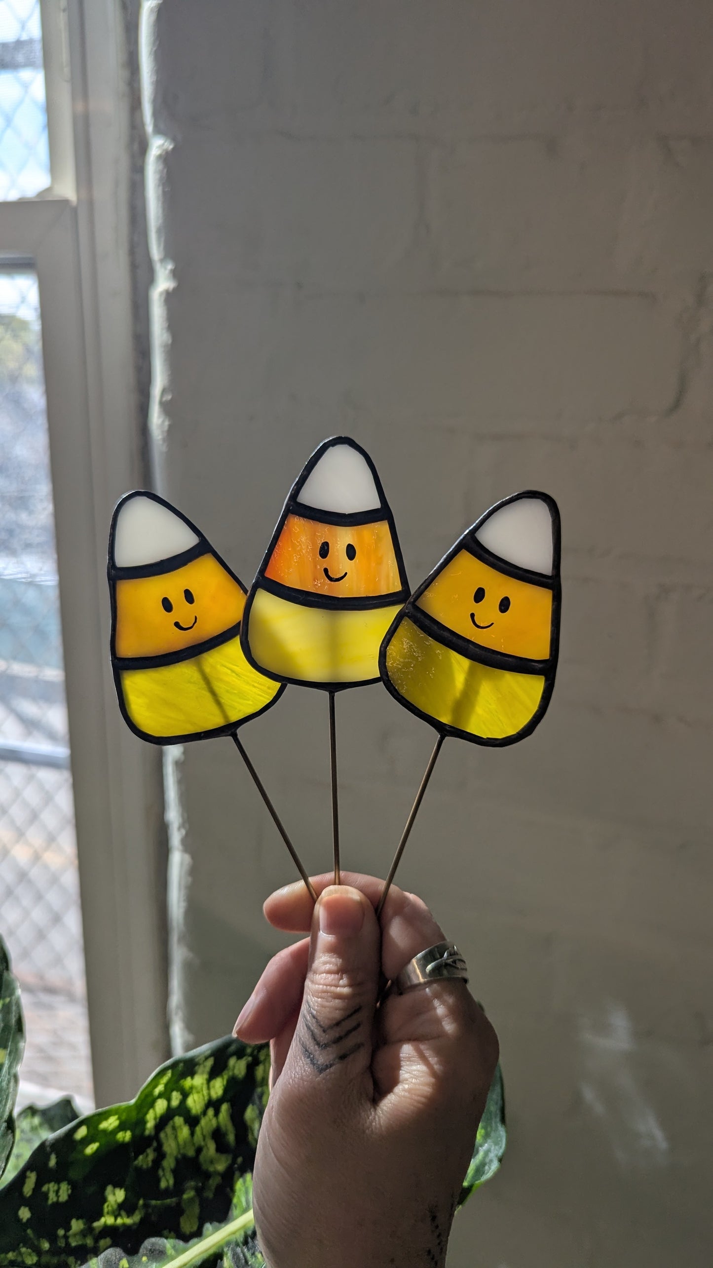 Candy Corn Plant Stakes