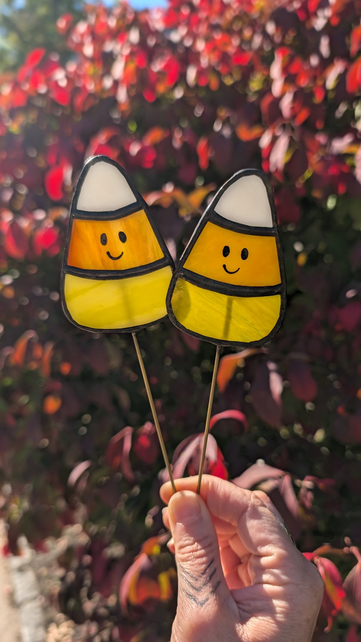 Candy Corn Plant Stakes